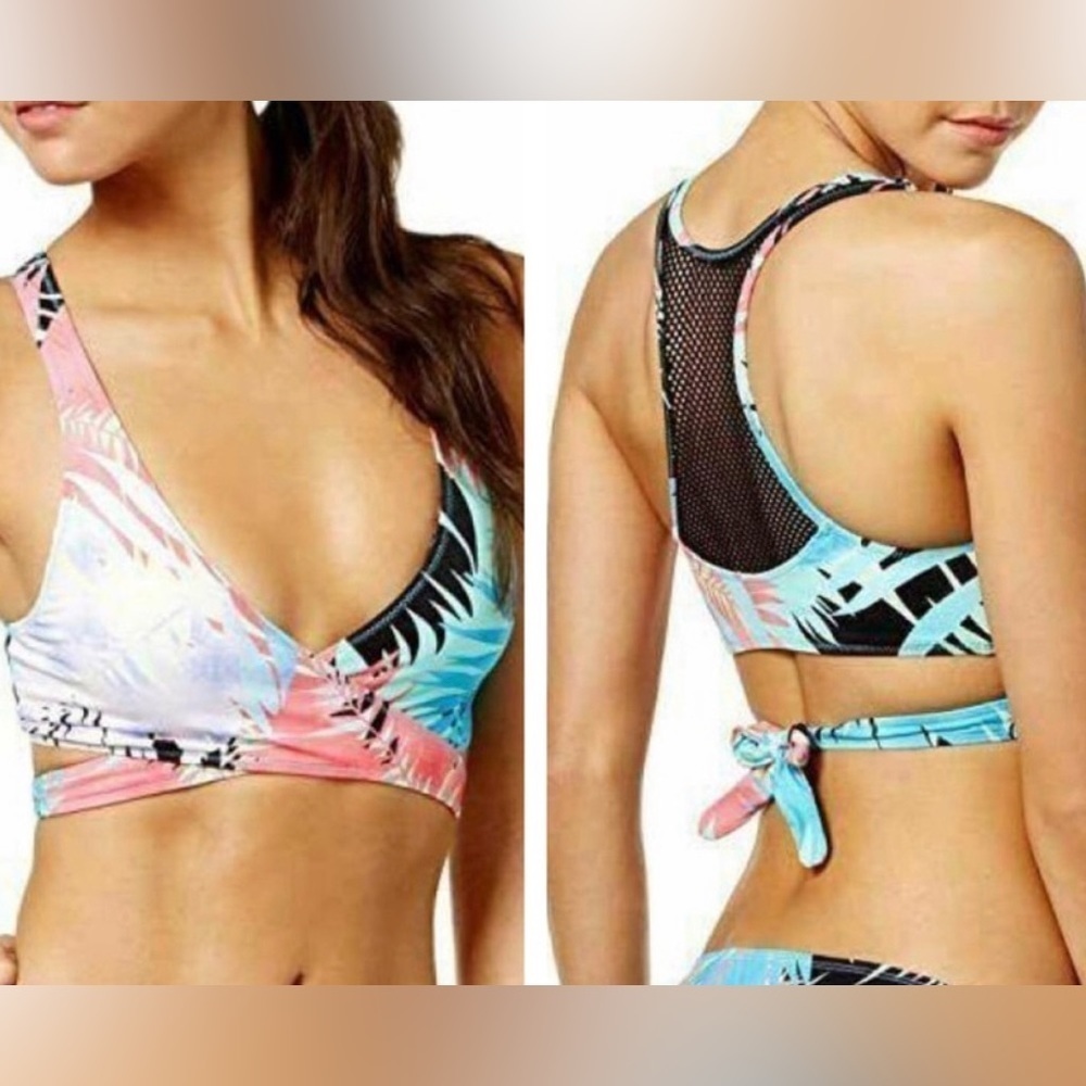 NWT Sundazed Ariel Wrap Halter Bikini Top Size Small Mesh Racerback S